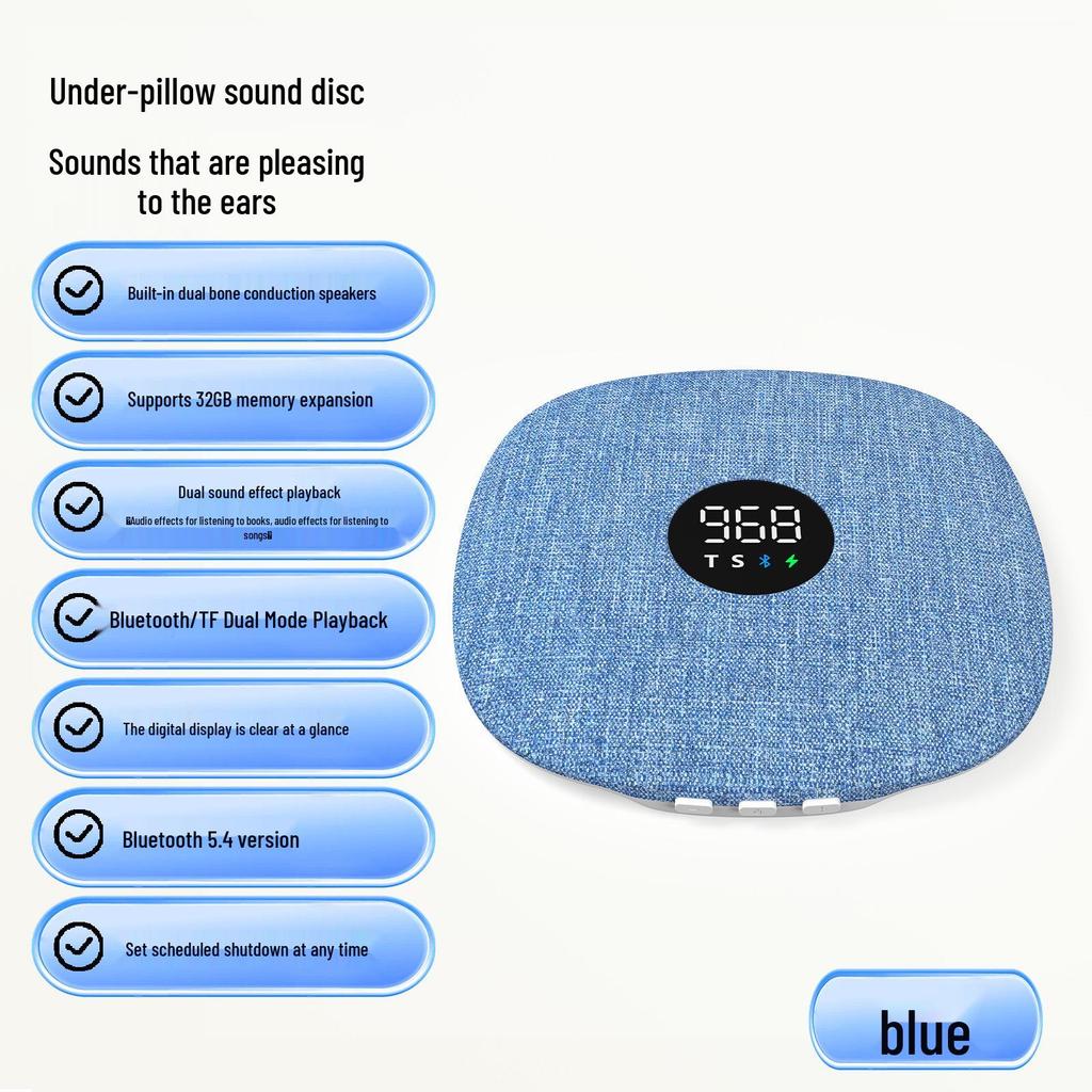 Bone Conduction Bluetooth Sleep Speaker: Under-Pillow White Noise & Music Device