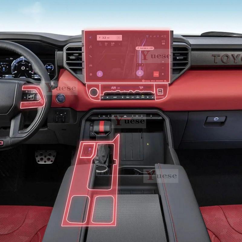 Car Interior Center Console Transparent TPU Protective Film Anti Scratch Sticker For Toyota Tundra -2024