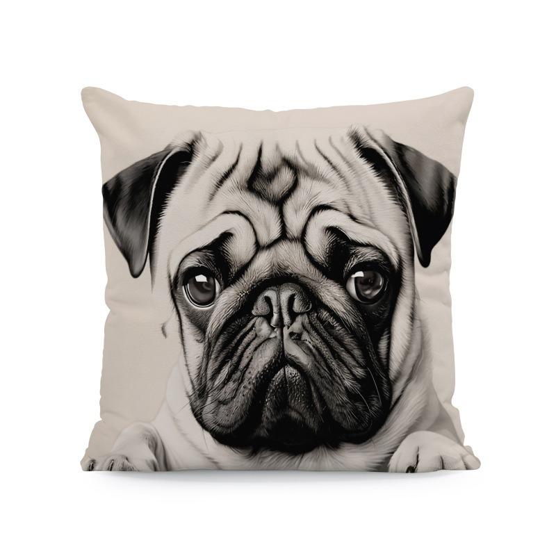 Cute Animals Print Pillowcase: 2D Flat Printing, Non-real Embroidery, Night Sofa  Night Sofa Cushion