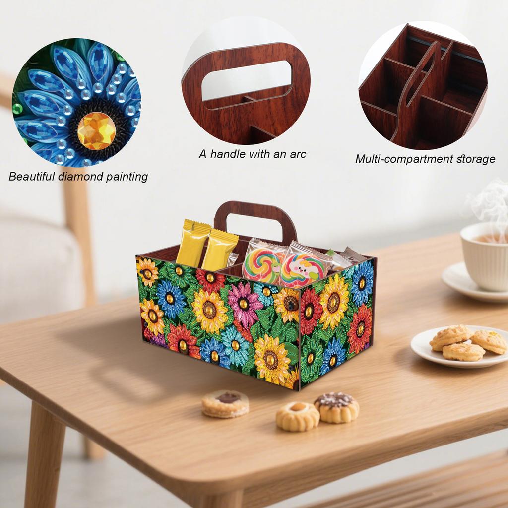 DIY Wooden Diamond Art Painting Storage Box Kit with Handheld Diamond Art Painting Holder Box for Home Office Decor Crafts Gift