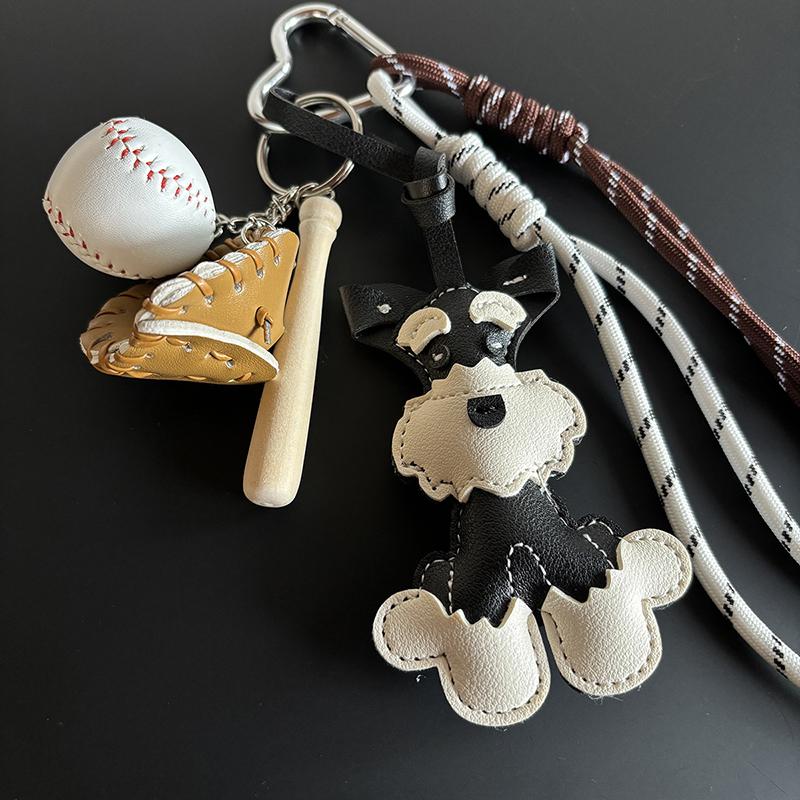 Yogodlns Cute Dog Hangbag Hanging Schnauzer Handmade Braided Rope Bag Pendant Gift Backpack Decorative Accessories