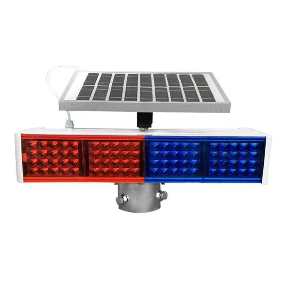 Red Blue LED Solar Strobe Construction Warning Light - Free Shipping