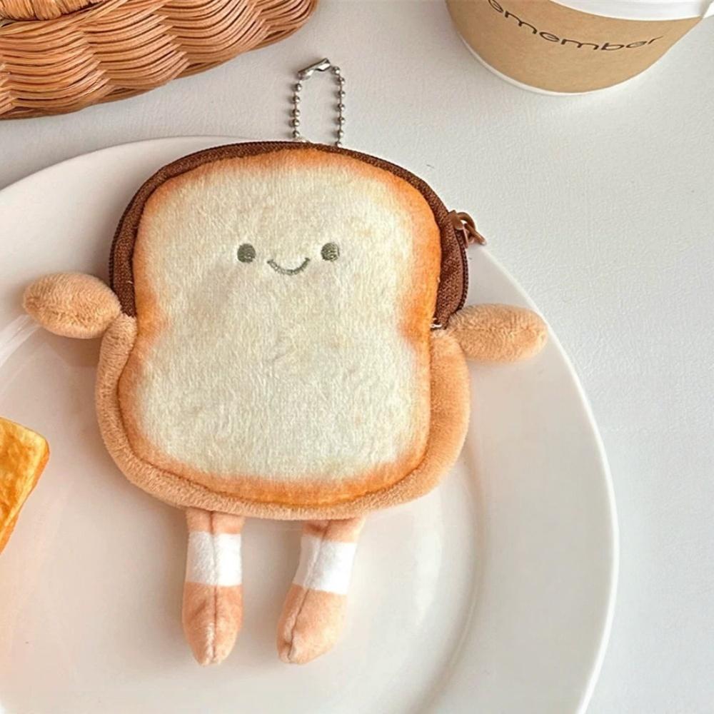 

Cute Toast Shaped Plush Coin Purse, Can Store Headphones, Data Cables, and Can Also Be Used As A Keychain Pendant