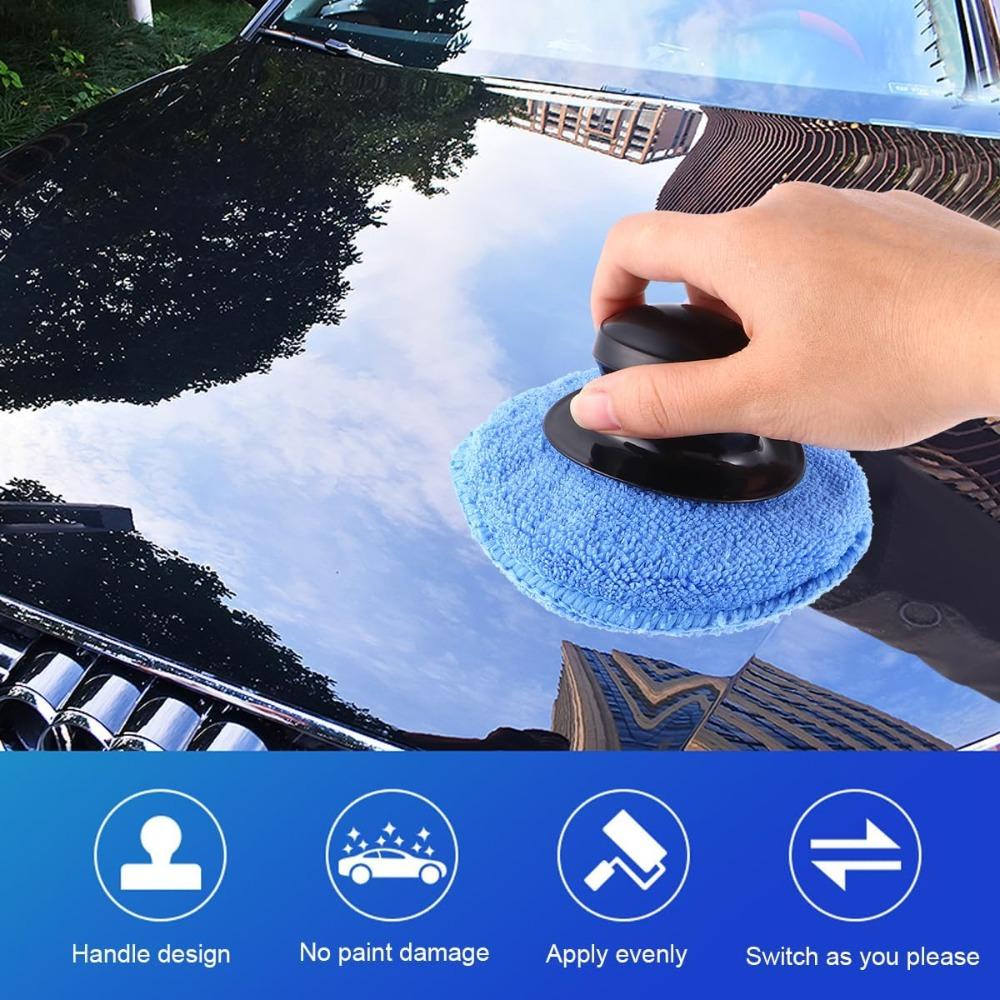 Garneck 8pcs Car Wax Applicator Pads Kit 5'' Microfiber Soft Foam Waxing Pad with Grip Handle for Car Furniture Glass Boat Polis
