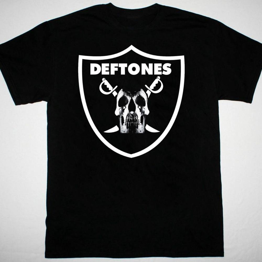 Deftones band logo black T-shirt cotton Short Sleeve all sizes Unisex T-Shirt L