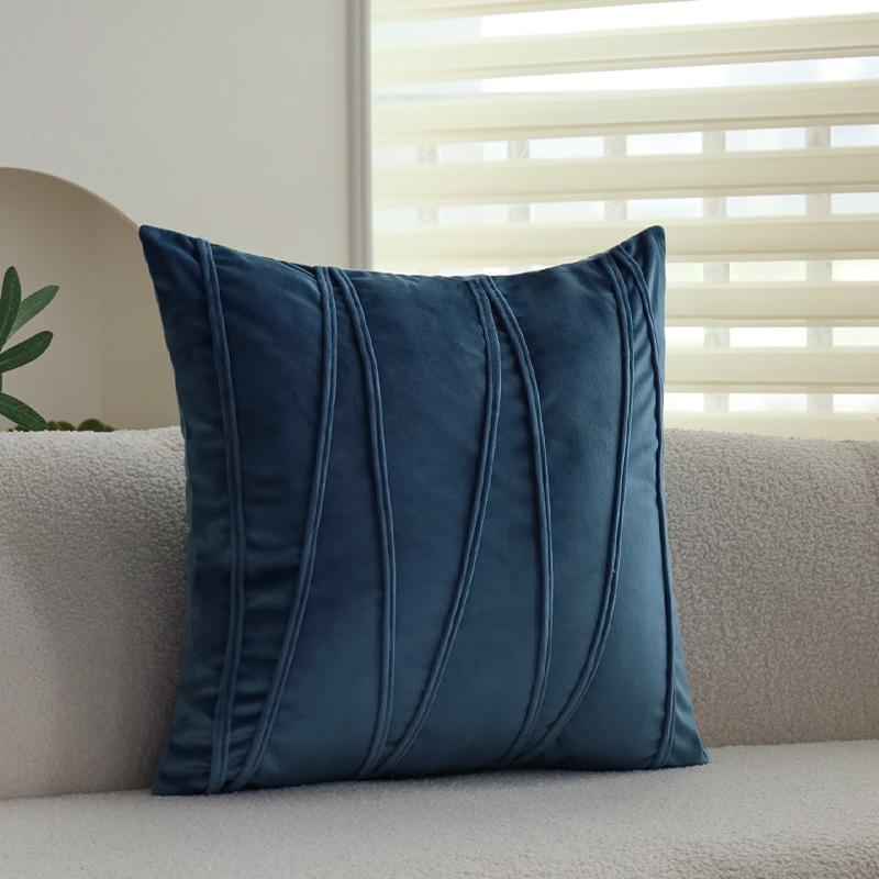 Ins Cream Style Pillow Blue Pillow Case Sofa Model Room Hotel B&B Bay Window Cushion Does Not Contain Core