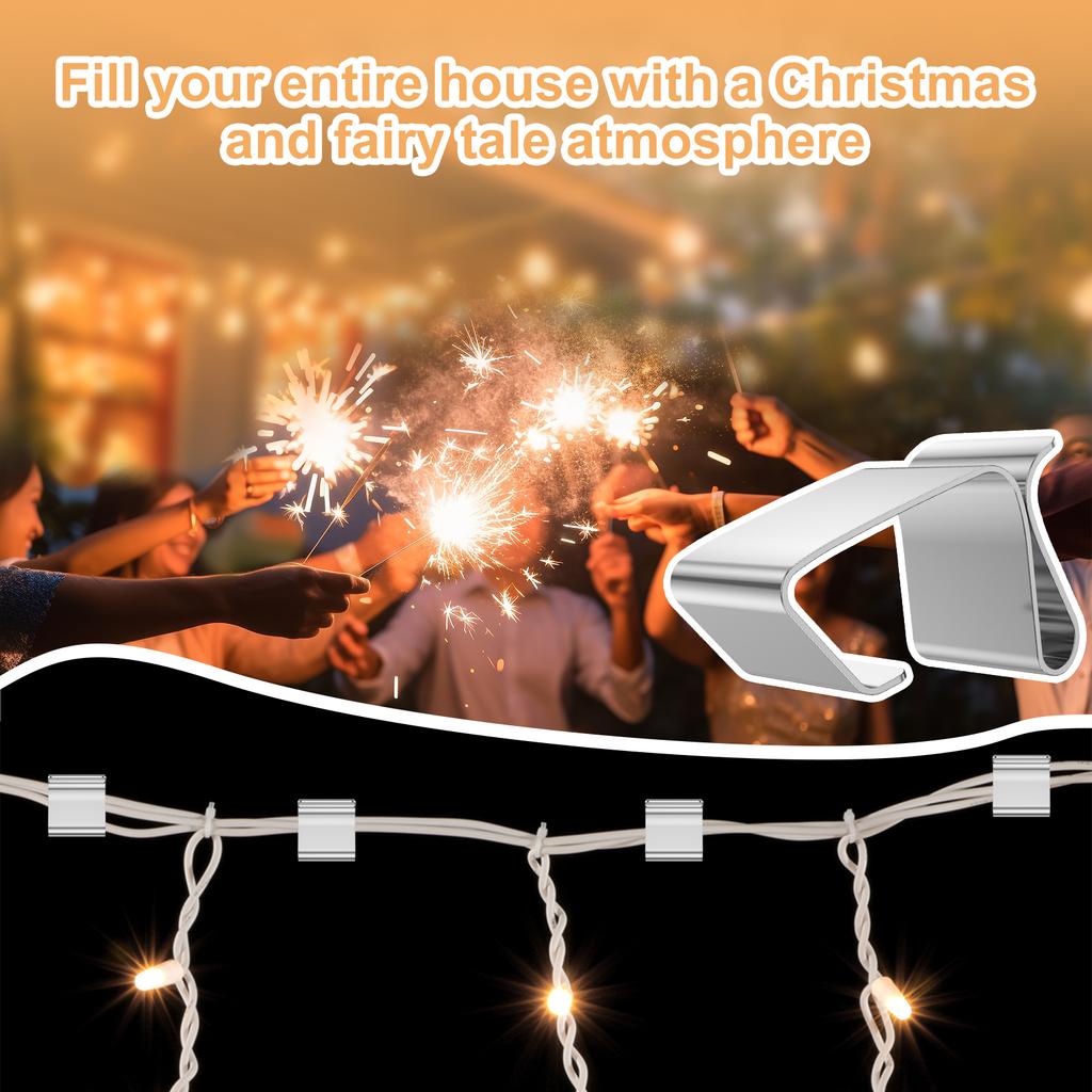 50/100Pcs Gutter Hooks Stainless Steel Christmas Lights Clips for Christmas Lights Holiday Lights Clips for Guttering