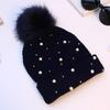 Solid Color Pearl Pompom Wool Hat Knitted Hat Beanie Hat Thicken Stretchable
