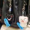 2pcs Mini Couple Pendants Zinc Zinc Alloy Bag Charm Portable Angry Cat Keychains  Party