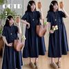2026 Slimming Maternity Tencel Denim Dress - Summer Short Sleeve Loose Fit
