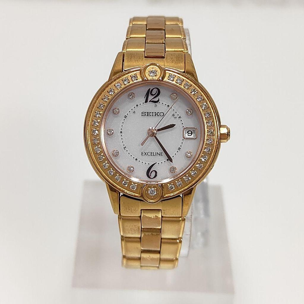 [USED] SEIKO EXCELINE Diamond Bezel Radio Solar