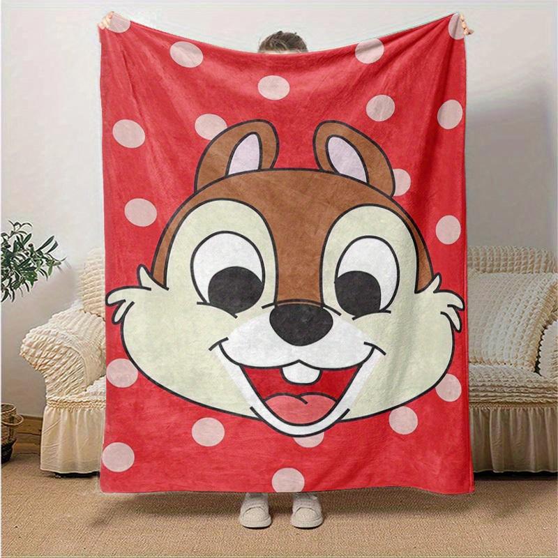 1pc, "Charming Chipmunk Design Flannel Blanket Perfect for Home Decor, Couch Cover, Travel, Camping, Car Use, Beach, Office Nap, Gift Idea"