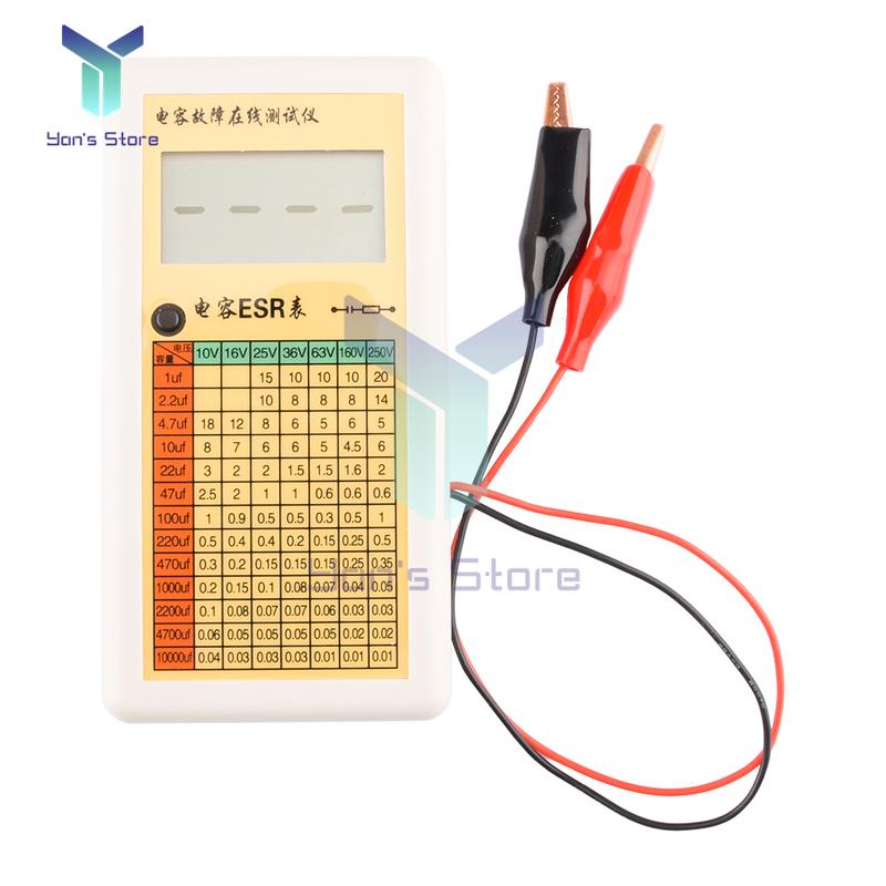 LCD Capacitance ESR Meter Fault Online Tester Internal Capacitor Ohmmeter Resistance Meter 0.01—99/1—9.9/10—99 Ohm Range Test