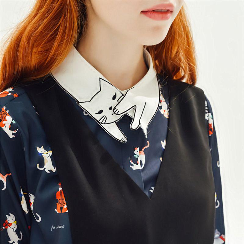 cat collar blouse
