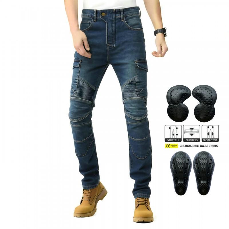 Mens Motorcycle Riding Jeans With Built-in Armor Protection Anti-Fall Biker Pants Street Track Use