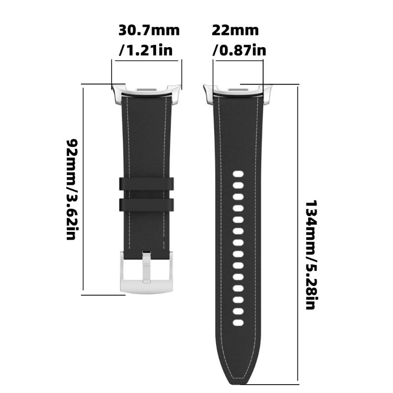 Flexible Silicone Watch Band Straps With Leather Accent For 40mm 44mm 46mm Models Comfortable Daily Wear Gym To Office