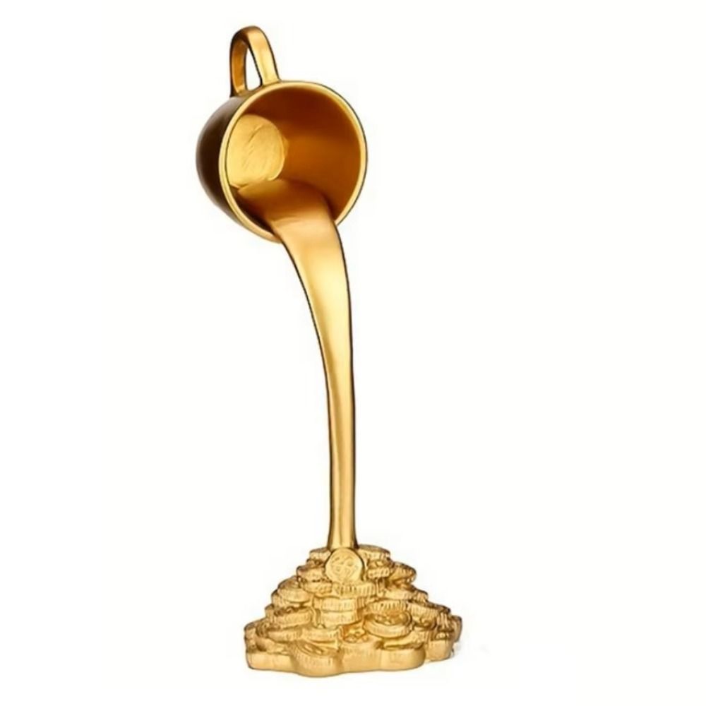 Liquid Gold Spilling Coffee Ornaments Coin Floating Coffee Cup Figurines  Desktop