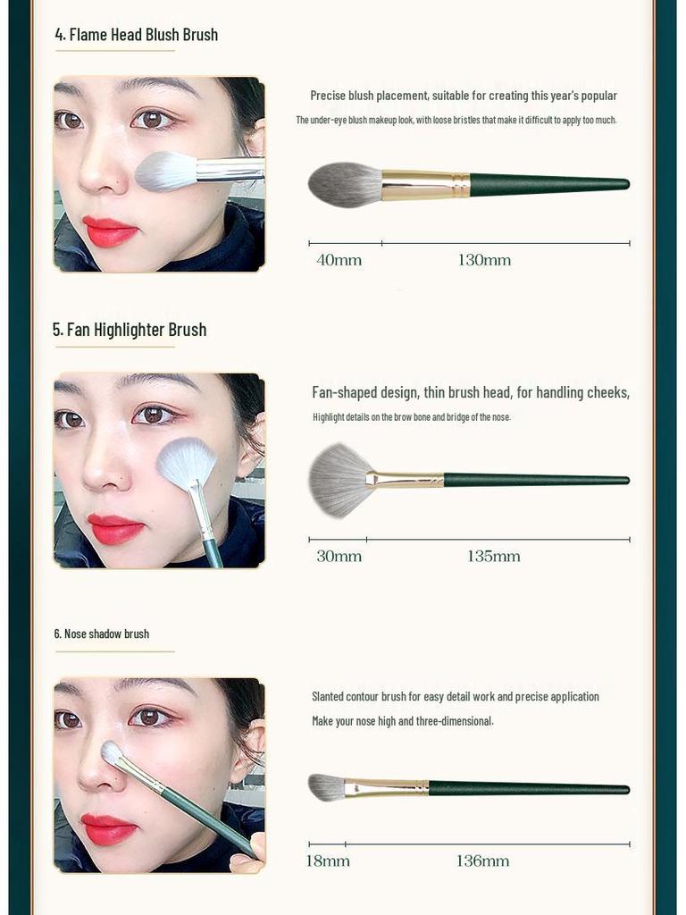 Huayang 14-teiliges Green Cloud Make-up Pinselset - Weiche, vielseitige Pinsel für Puder, Foundation und Lidschatten.