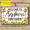 Customizable Personalized Name She Shed Aluminum Sign - Custom Engraved Garden Patio Decor, Vintage Rustic Home Hanging Plaque