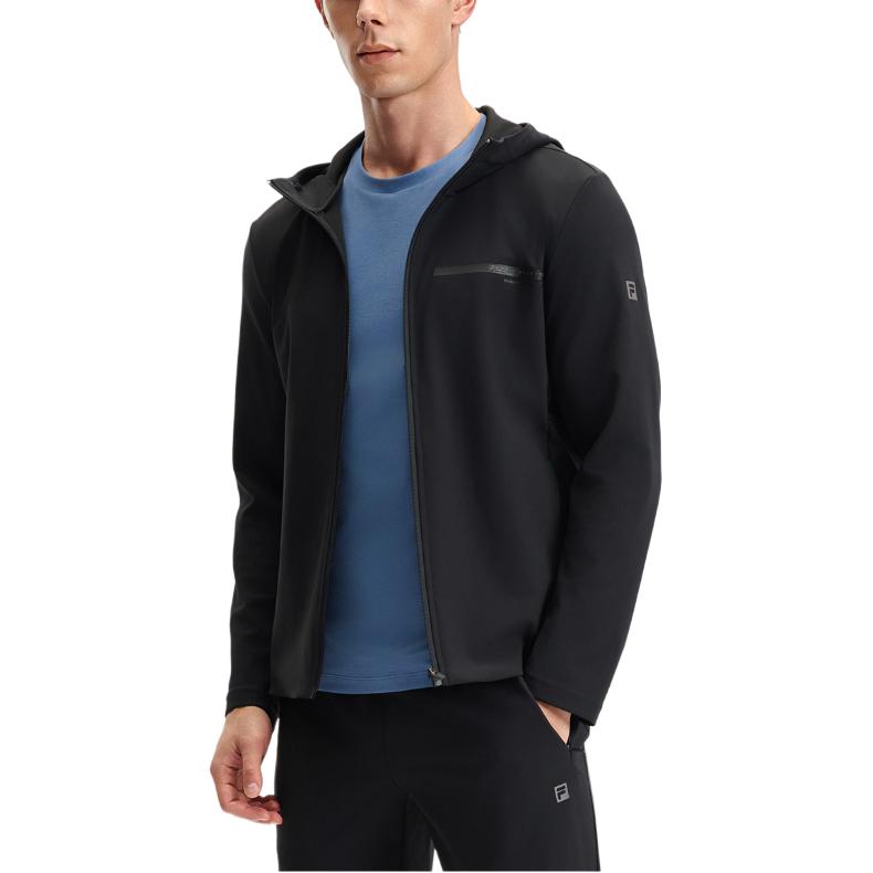 Fila Fitness Athletics Casual Fashion Simple Versatile UV Resistant Hooded Jacket Men Jacket Deep-Black A11M521503F-BK