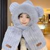 Plush hat scarf integrated women's new winter cute woven scarf gloves three-piece set thickened warm