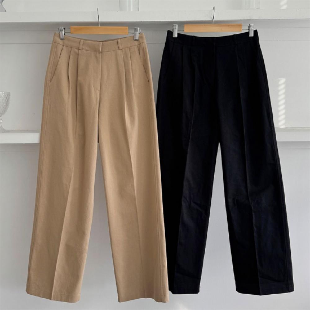 New Arrivals Open Run Women Low Rise Maxi Wide Fit Cotton Pleated Pants