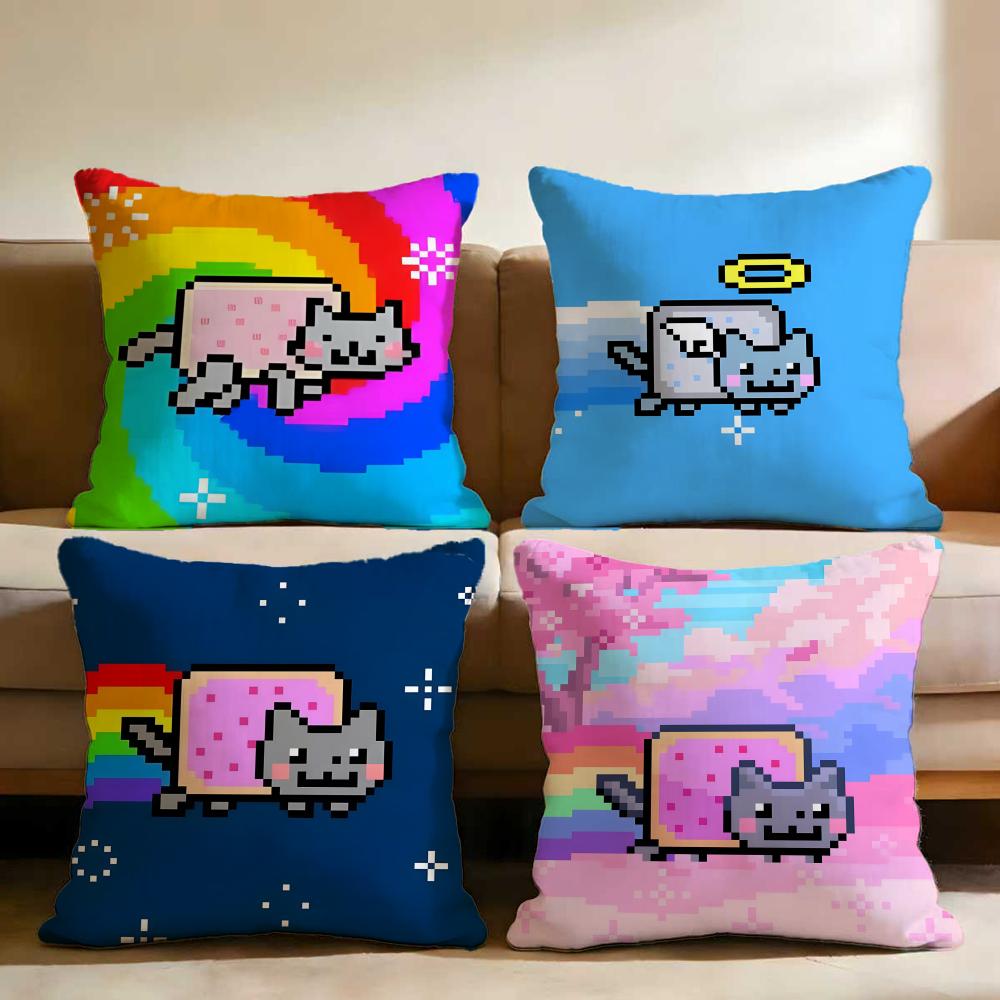 Nyan Cat Cushion Cover Home & Car Multi-Scene Pillow Cover - Reversible, Soft & Durable for Daily Use