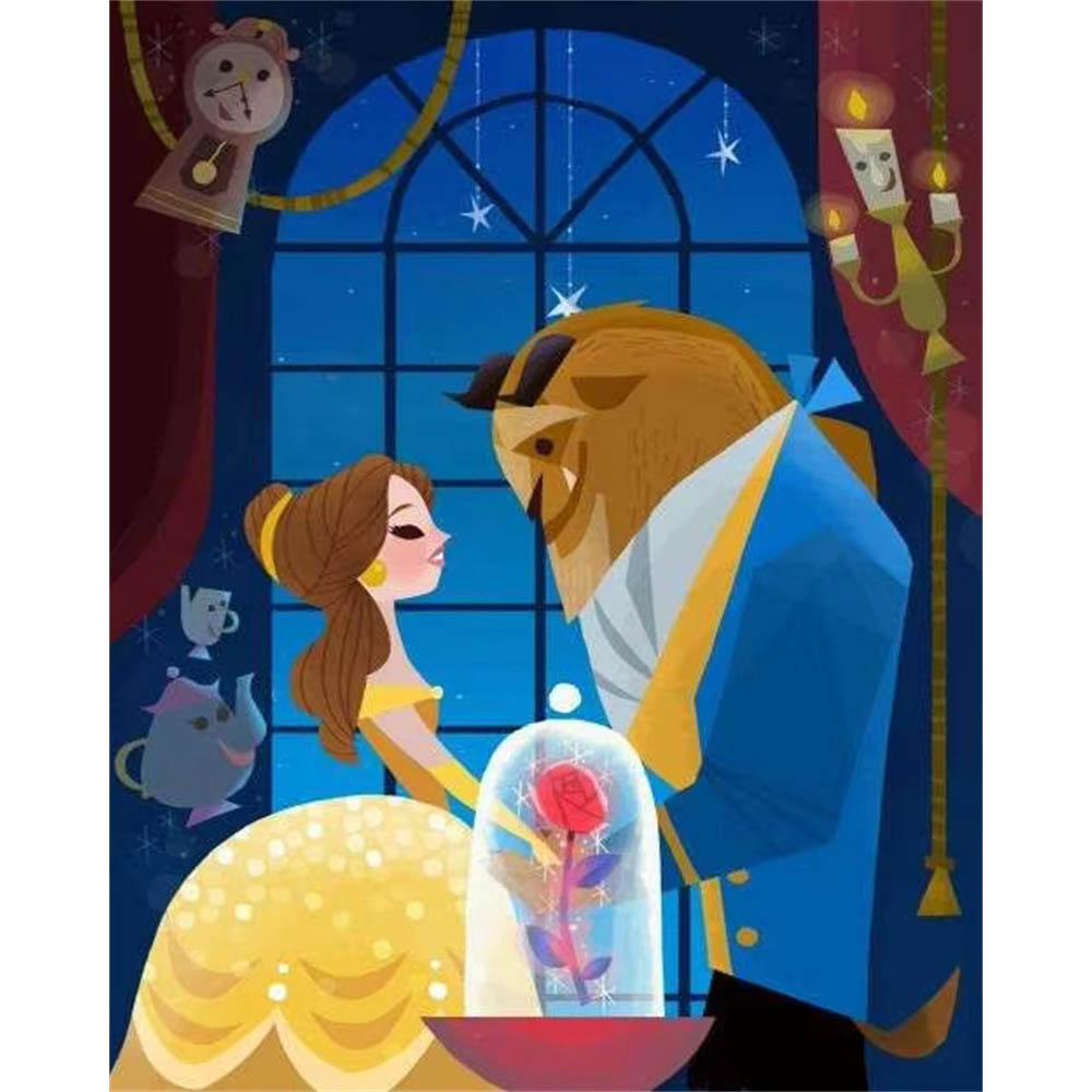 Disney Classic Princess Collection Q Version 5D Diamond Painting Full of Diamonds DIY Handmade Diamond Painting Cartoon Decorative Painting Kit