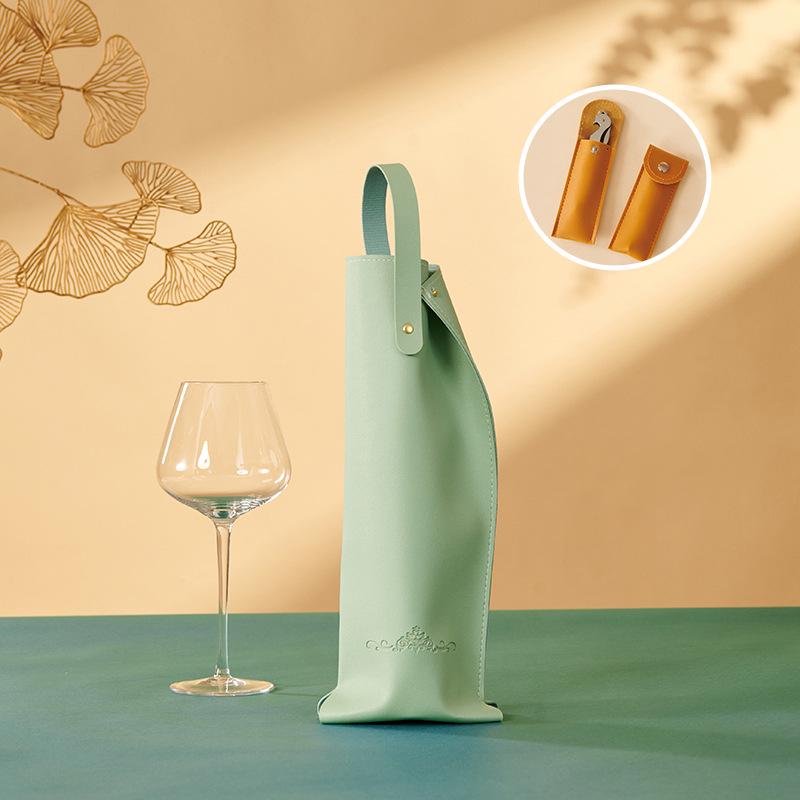 Luxury Customizable Red Wine Leather Gift Bag for Single Bottle