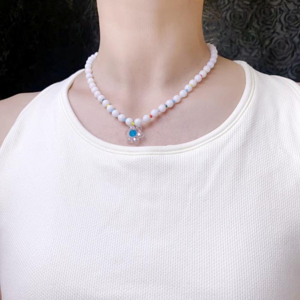 Daisy Flowers Bohemian Choker Jewelry Gift Clavicle Necklace Flowers Beaded Necklace  Fashion