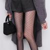 Diamond Pattern Lace Fishnet Stockings - Retro Hollow Design with Vertical Stripe Jacquard
