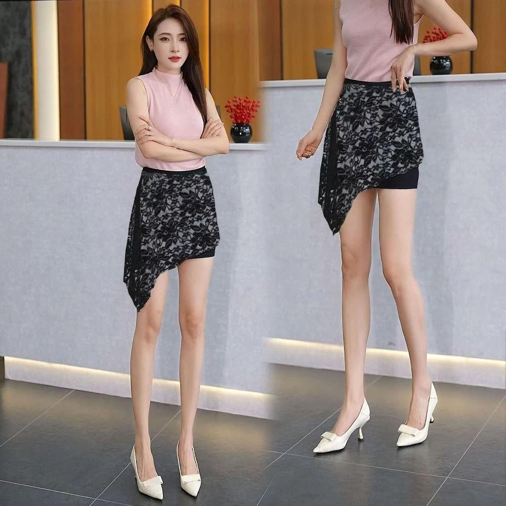 Asymmetric Lace Underskirt Slips Irregular Mesh Underskirt Slips Dress  Summer