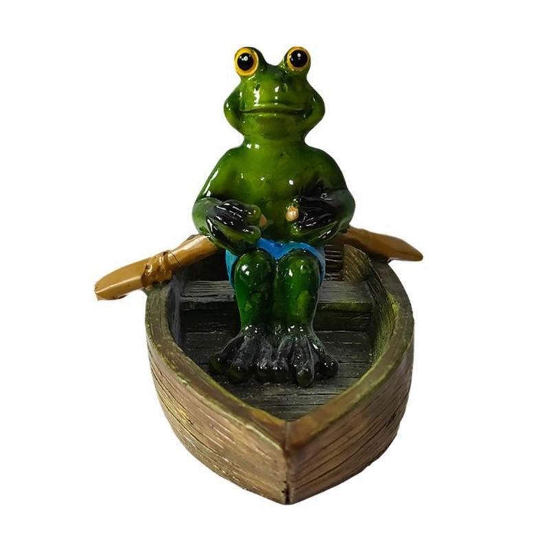 Realistic Floating Frogs Statue Weather Resistant Resins Miniature Frogs Boating Ornament For Garden Pond Decoration