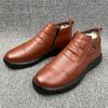 Winter leather cowhide men's cotton shoes wool velvet warm men's shoes men's boots treatment
