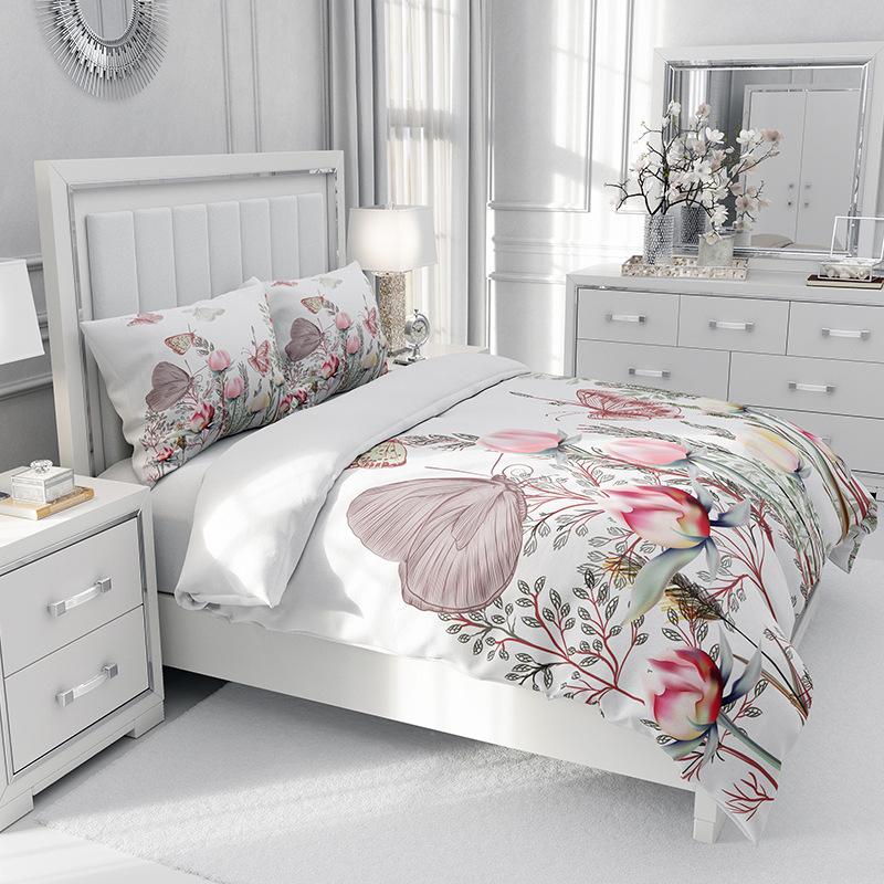 Bedding Three-Piece Summer Padded Bed Cover Digital Printing Abrasive Quilt Cover