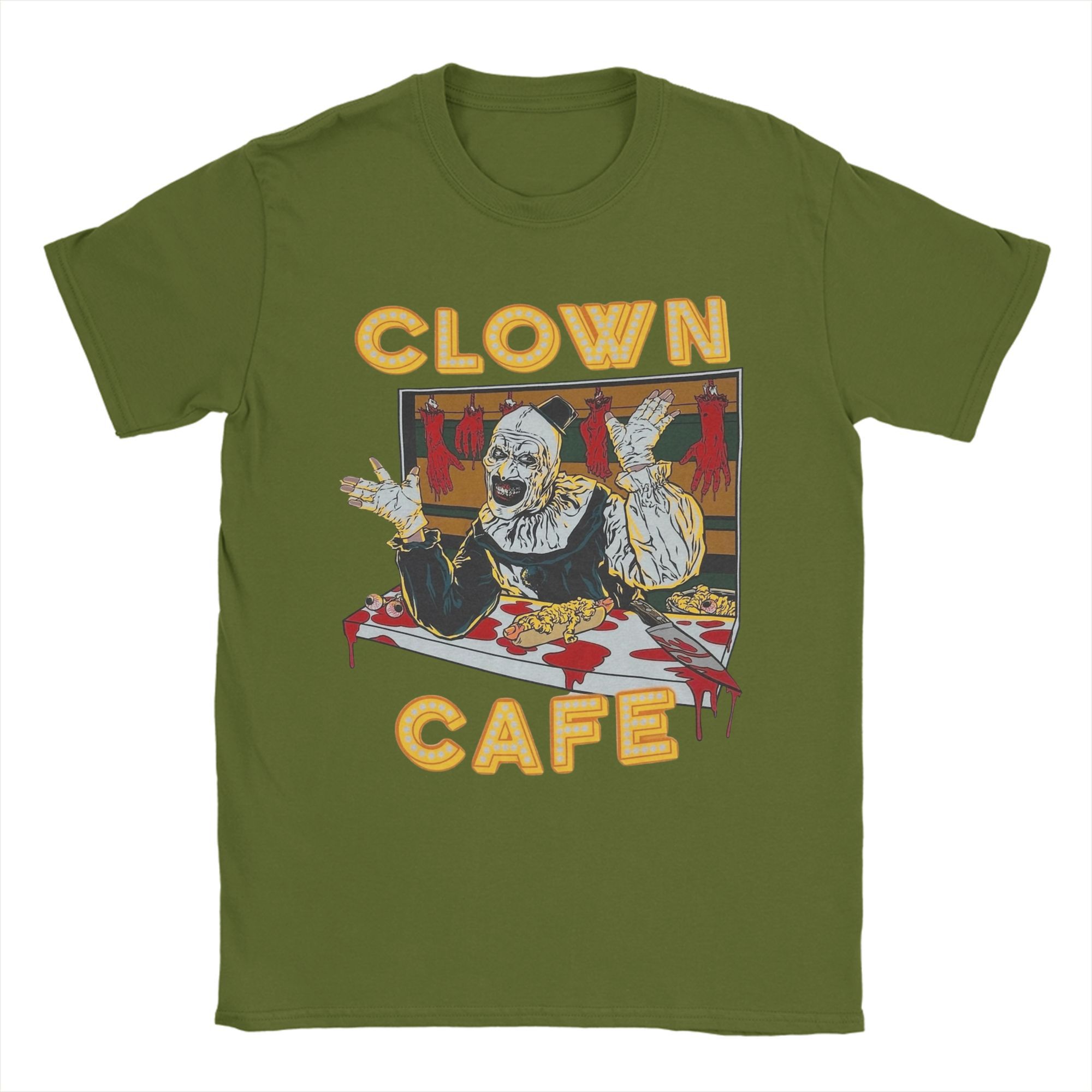 

Vintage Terrifier Clown Cafe Art the Clown T-Shirts Men Crewneck 100% Cotton T Shirts Short Sleeve Tee Shirt Gift Idea Clothing 4XL