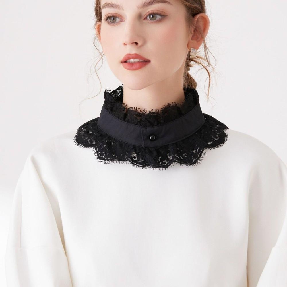 Capelet Faux Col en Dentelle Col Montant Décolleté en Dentelle Col Revers Amovible Confortable DIY