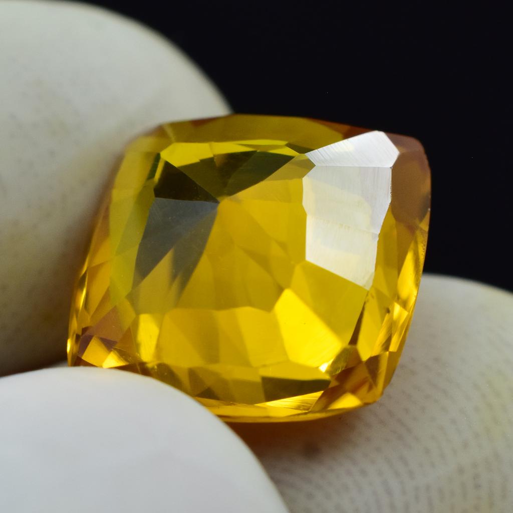 Natural 7.45 Carat Yellow Sapphire CERTIFIED Square Cushion Cut Loose Gemstone