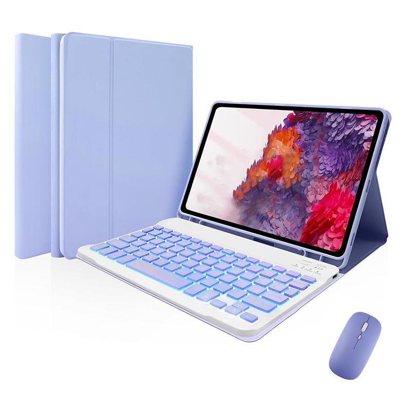 Compatible Protective Case with Seven-Color Backlit Detachable Bluetooth Keyboard for iPad Pro 11"/10.2", with Pen Slot.