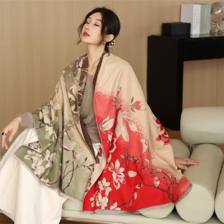 Yiwang Jiangnan Imitation Cashmere Jacquard Scarf - High-End Retro Shawl for Autumn/Winter