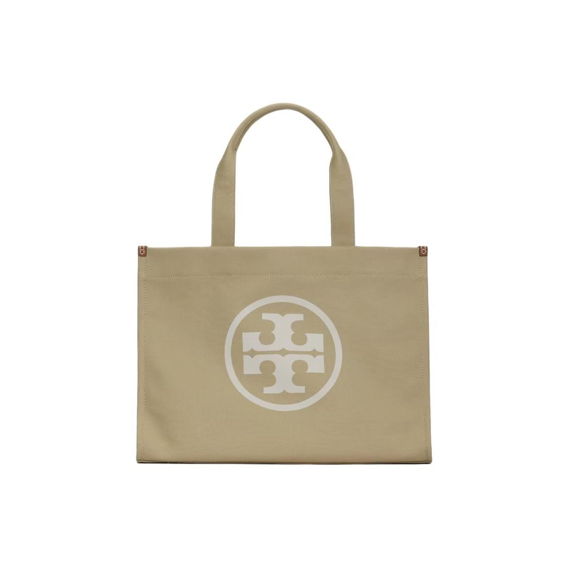 

Tory Burch Ella Logo Detail Hidden Magnetic Closure Bridge Design Cotton Canvas Shoulder Tote Bag Women Tote Bags Pecan 148792-275 Basic Set (Bag+Dust Bag)