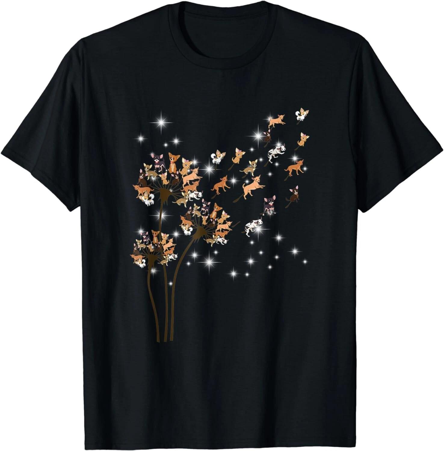 Chihuahua Flower Fly Dandelion Chihuahua Funny Dog Lover Gift Unisex T-Shirt XL