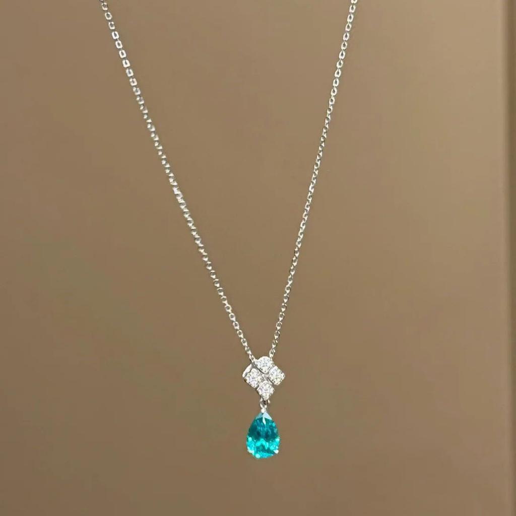 Elegantní intarzie lehký luxus nové v náušnice kapka vody z drahokamu Paraiba pro ženy náhrdelník móda jemný styl šperky sady