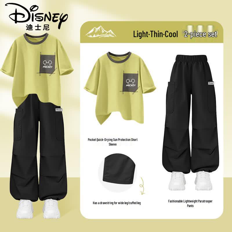 Disney Kids  Loose Fit Quick-Dry T-Shirt & Wide-Leg Pants Set 140