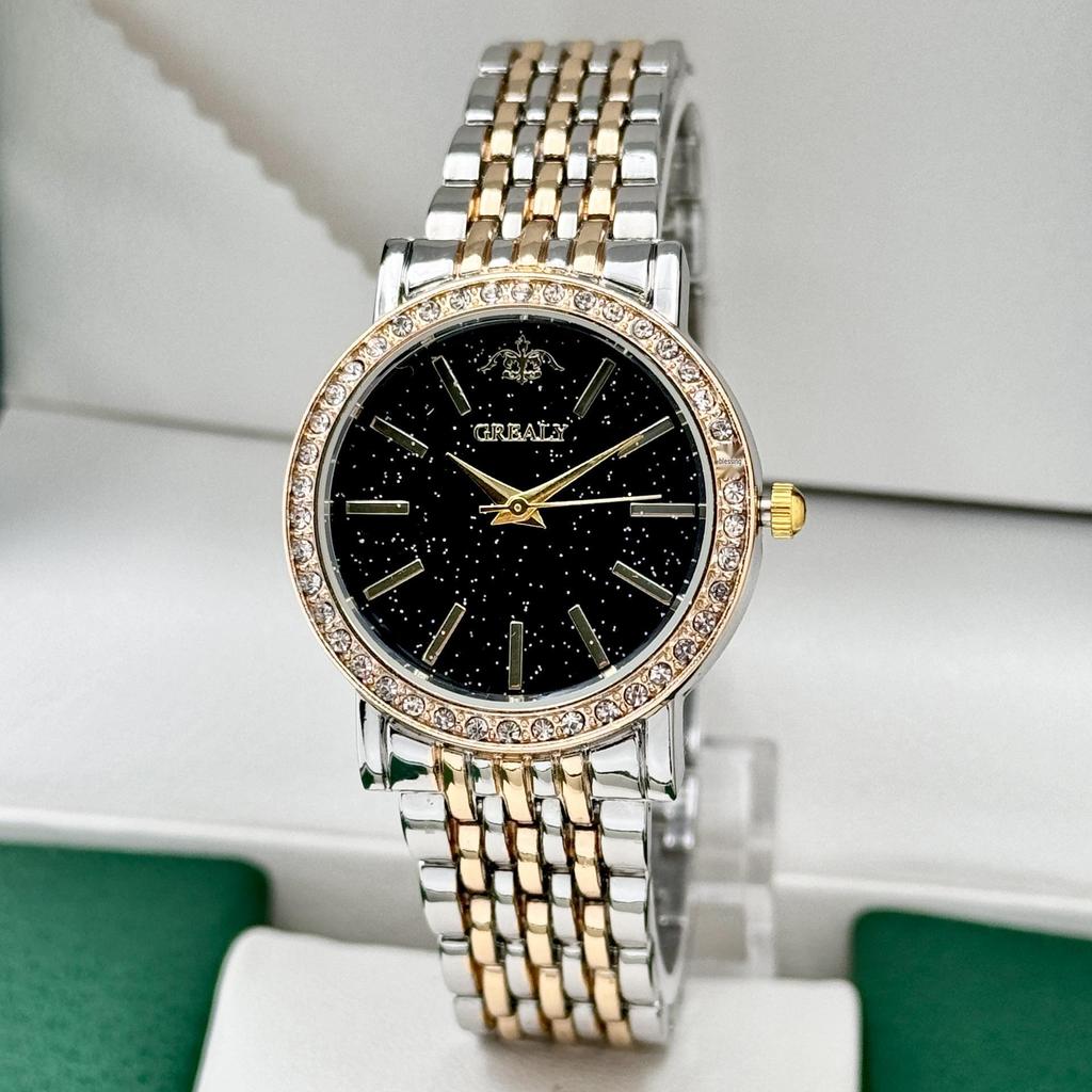 GREALY Elegant Ladies' Diamond-Set Quartz Bracelet Watch