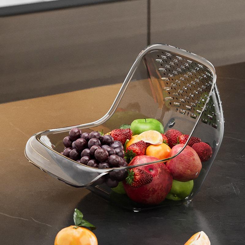 Vegetable Washing Basket Kitchen Household High Temperature Resistance Transparent Fruit Basket Multi-functional Draining Basket