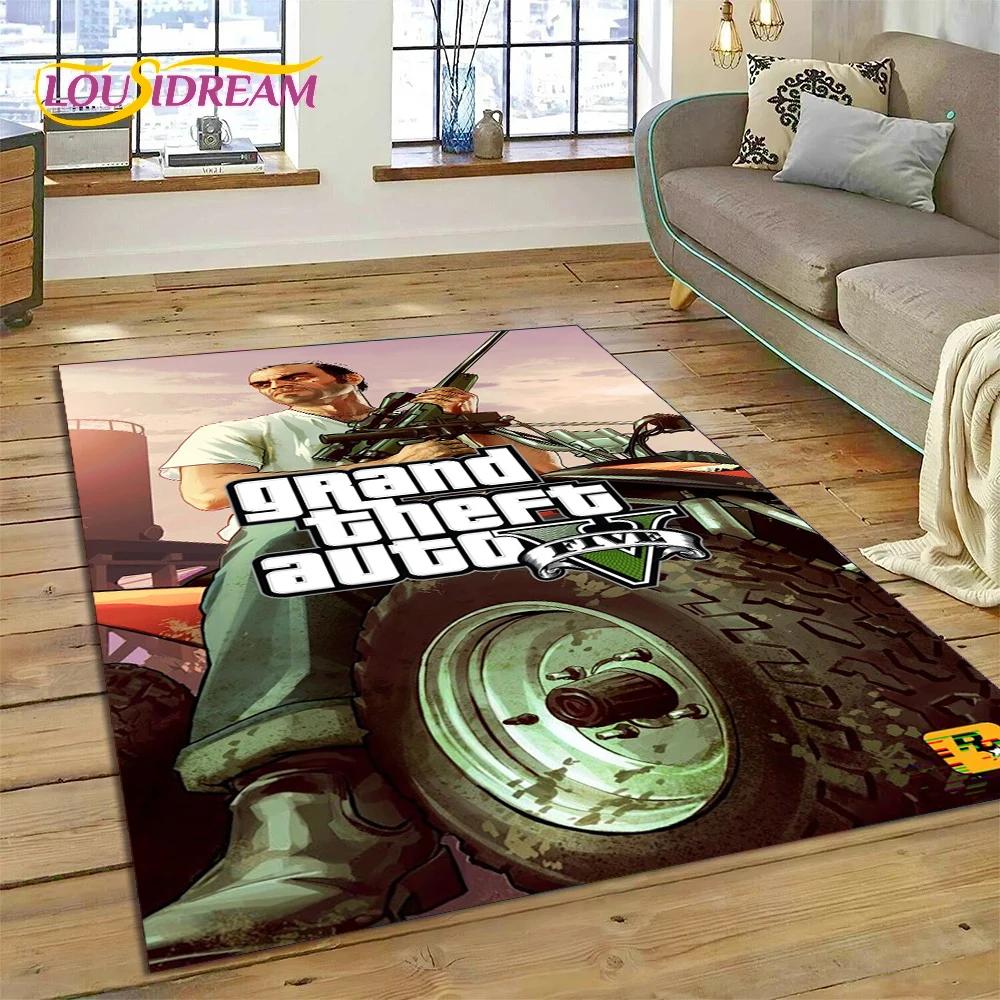 3D GTA Spiel Grand Theft Auto Gamer Teppich für Schlafzimmer Wohnzimmer Zuhause Sofa Dekoration, Kinder Spiel Große Dekor Bodenmatte