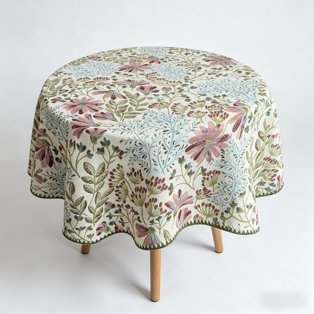 Daily Dining Kitchen and Casual Party Durable Reusable Fabric Small Round Table Cloth