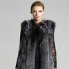 New Autumn and Winter Fur Coat Vest Women's Mid Length European and American Style Faux Fox Collar Thickened Fashion Women's Faux Leather