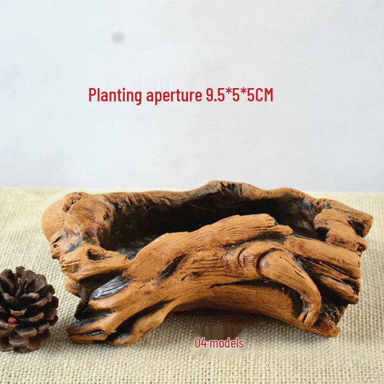 Creative Retro Cement-Look Tree Stump Succulent Planter